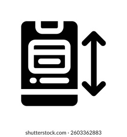 scrolling glyph icon. Strong and solid vector icon for websites, mobile interfaces, presentations, and visual branding. High quality and easy to edit.