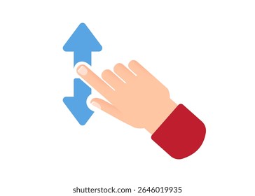Scrolling hand icon concept stock illustration.