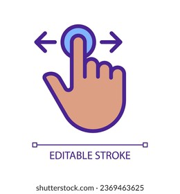 Scrolling horizontally gesture pixel perfect RGB color icon. Move left and right. Touchscreen. Device screen navigation. Silhouette symbol on white space. Solid pictogram. Vector isolated illustration