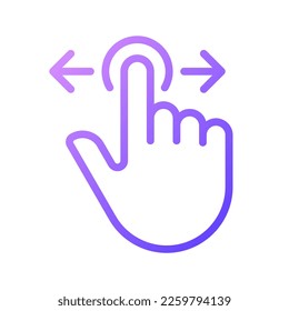 Scrolling horizontally gradient linear vector icon. Move left and right. Touchscreen control gesture. Device navigation. Thin line color symbol. Modern style pictogram. Vector isolated outline drawing