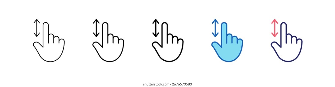 Scrolling Icon In 5 Different Styles Set Collection.