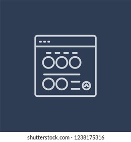 Scrolling icon. Trendy flat vector line Scrolling icon on dark blue background from web hosting collection. 