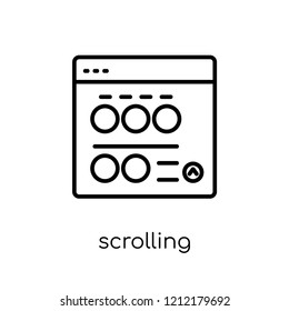 Scrolling icon. Trendy modern flat linear vector Scrolling icon on white background from thin line web hosting collection, editable outline stroke vector illustration