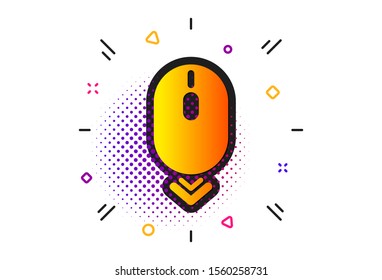 Scrolling screen sign. Halftone circles pattern. Scroll down mouse icon. Swipe page. Classic flat scroll down icon. Vector