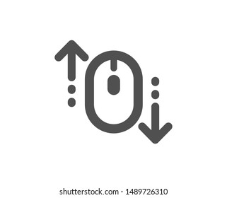 Scrolling screen sign. Scroll down mouse icon. Swipe page. Classic flat style. Simple scroll down icon. Vector