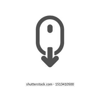 Scrolling screen sign. Scroll down mouse icon. Swipe page. Classic flat style. Simple scroll down icon. Vector