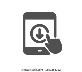 Scrolling screen sign. Scroll down tablet pc icon. Swipe page. Classic flat style. Simple scroll down icon. Vector