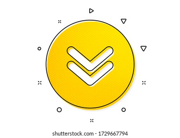 Scrolling screen sign. Scroll down button icon. Swipe page. Yellow circles pattern. Classic scroll down icon. Geometric elements. Vector