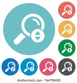 Scrolling search results flat white icons on round color backgrounds