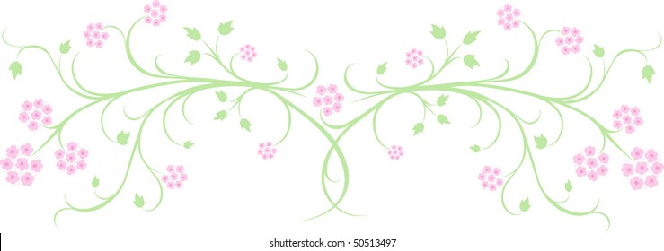 scrolling spring embellishment featuring lantana flowers and spring foliage
