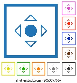 Scrolling tool alternate flat color icons in square frames on white background