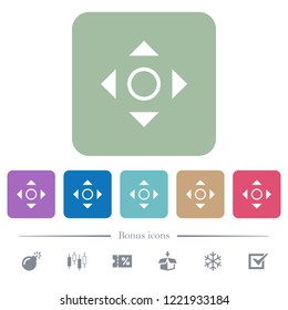 Scrolling tool white flat icons on color rounded square backgrounds. 6 bonus icons included