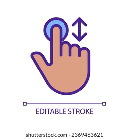 Scrolling vertically gesture pixel perfect RGB color icon. Move down and up. Touchscreen control. Screen navigation. Silhouette symbol on white space. Solid pictogram. Vector isolated illustration