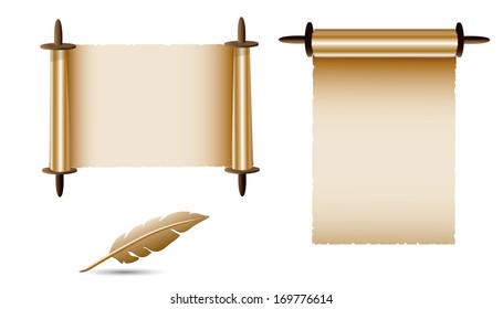 Scrolls of gold paper.