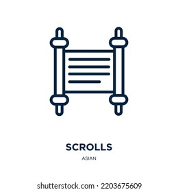 scrolls icon from asian collection. Thin linear scrolls, scroll, paper outline icon isolated on white background. Line vector scrolls sign, symbol for web and mobile
