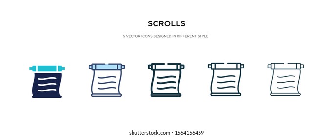 scrolls icon in different style vector illustration. two colored and black scrolls vector icons designed in filled, outline, line and stroke style can be used for web, mobile, ui