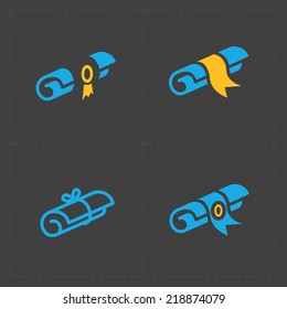 Scrolls icons with ribbon on Dark Background