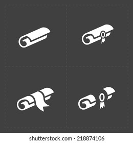 Scrolls icons with ribbon on Dark Background