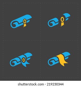 Scrolls icons with ribbon on Dark Background