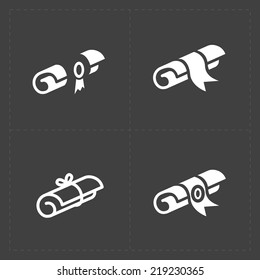 Scrolls icons with ribbon on Dark Background