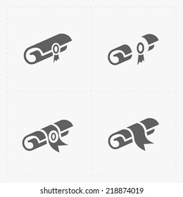Scrolls icons with ribbon on white