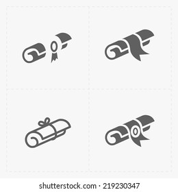 Scrolls icons with ribbon on white