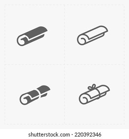 Scrolls icons with ribbon on white