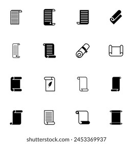 Scrolls and Papers icon - Expand to any size - Change to any colour. Perfect Flat Vector Contains such Icons as certificate, diploma, roll parchment, document, feather, manuscript, papyrus, sheet