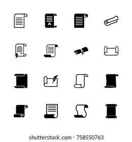 Scrolls and Papers icons - Expand to any size - Change to any colour. Flat Vector Icons - Black Illustration on White Background.