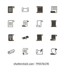 Scrolls and Papers icons. Perfect black pictogram on white background. Flat simple vector icon.