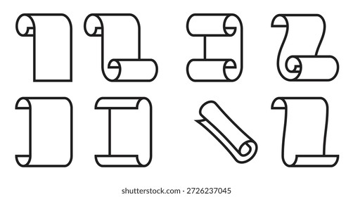 rolagens e papéis ícones ilustração vetorial