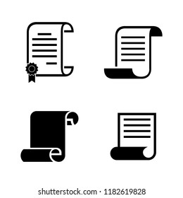 Scrolls Papers. Simple Related Vector Icons Set for Video, Mobile Apps, Web Sites, Print Projects and Your Design. Scrolls Papers icon Black Flat Illustration on White Background.