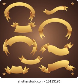 scrolls set 03 set of golden graphic banners in vintage style
