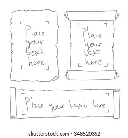 Scrolls. Vector outline illustration on a white background, painted by hand.