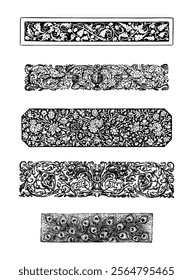 Scrollwork Floral Divider Vectors on Black Colour