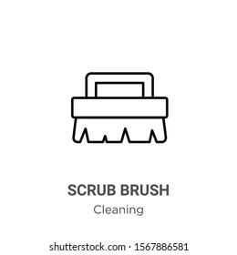 Scrub brush outline vector icon. Thin line black scrub brush icon, flat vector simple element illustration from editable cleaning concept isolated on white background