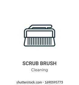 Scrub brush outline vector icon. Thin line black scrub brush icon, flat vector simple element illustration from editable cleaning concept isolated stroke on white background