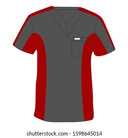 Scrub clothes in red and dark gray
