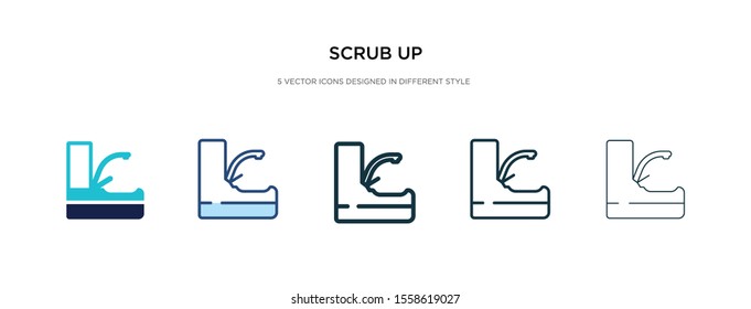 scrub up icon in different style vector illustration. two colored and black scrub up vector icons designed in filled, outline, line and stroke style can be used for web, mobile, ui