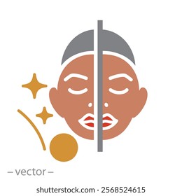 scrub or lotion face, beauty clean skin icon, clogged dead pore, cosmetic facial mask, flat vector illustration eps10