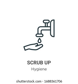 Das Symbol Vektorillustration in der Umrisslinie durchsuchen. Dünne Linie, schwarze Skulptur-up-Symbol, flache Vektorillustration einfache Elementgrafik aus bearbeitbarem Hygienekonzept einzeln auf weißem Hintergrund