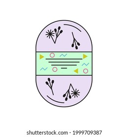 Scrub soap oval shape for the body with inclusions of flowers, grains, herbs. Color icon on a white background.