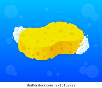 Esponja de exfoliación. Herramienta de lavado de platos. Cepillo de limpieza de limpieza de pisos y fregado de viviendas. Concepto de limpieza. Ilustración vectorial.