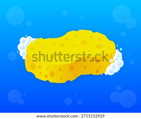 Scrub Sponge. Dish washing tool. Housing floor washing and scrubbing cleaning brush. Concept of cleanliness. Vector illustration.
