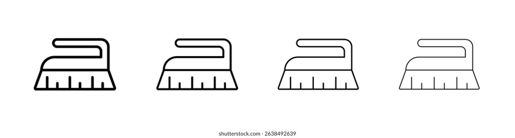 Scrubbing brush icon Outline sign symbol set