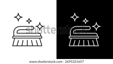 Scrubbing Brush White Icon Set Design