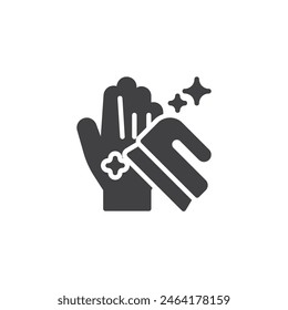 Scrubbing hands vector icon. filled flat sign for mobile concept and web design. Hands scrubbing with a brush glyph icon. Hygiene symbol, logo illustration. Vector graphics