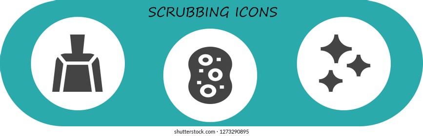  scrubbing icon set. 3 filled scrubbing icons. Simple modern icons about  - Dustpan, Sponge, Clean