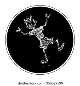Scruffy doodle of a happy boy dancing
