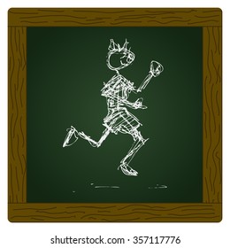 Scruffy doodle of a happy boy dancing